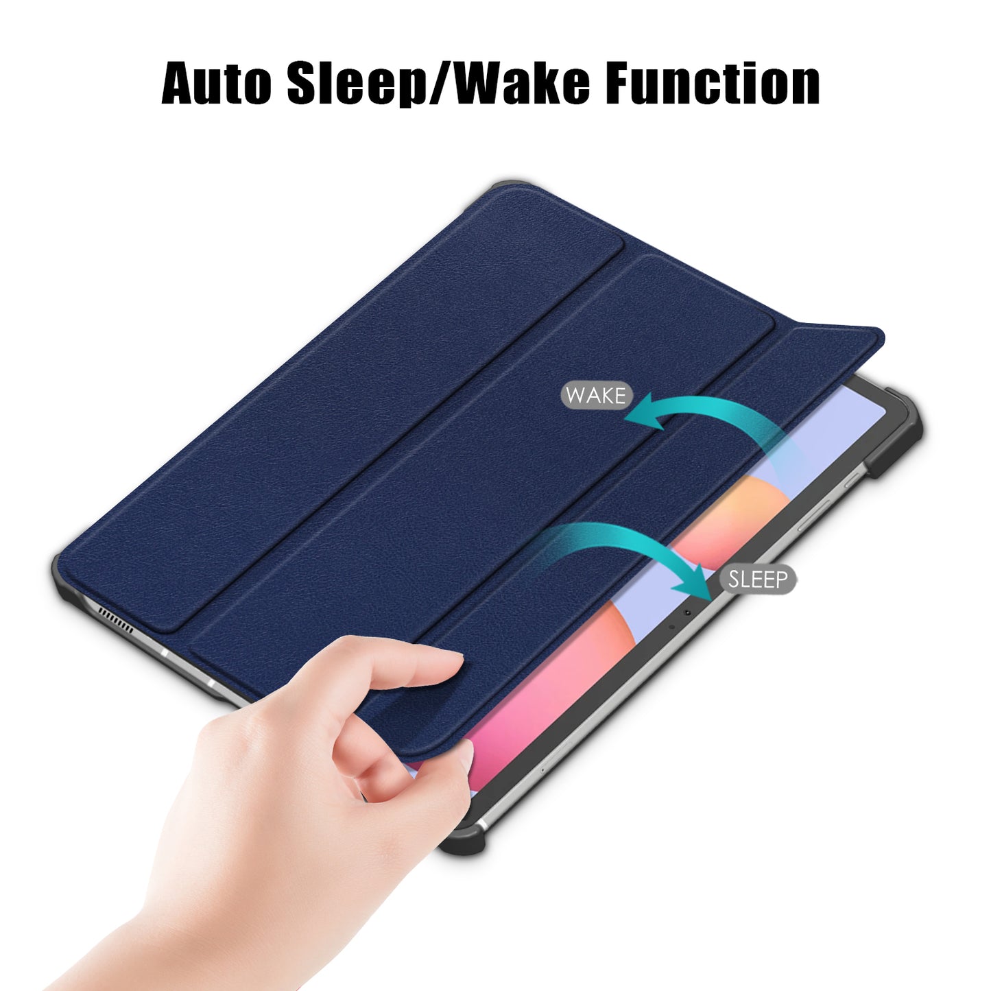 Tri-fold Stand Design Plain PU Leather Tablet Case Shell Protector for Samsung Galaxy Tab S7 FE T736/Tab S7 Plus/Tab S8+