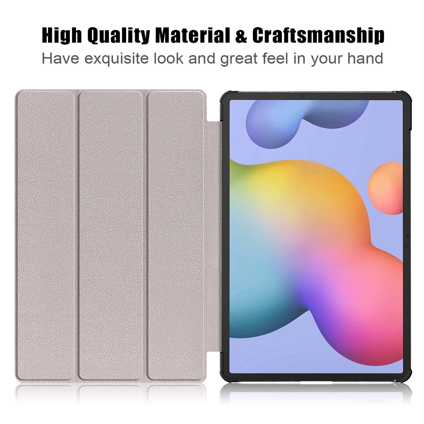 Tri-fold Stand Design Plain PU Leather Tablet Case Shell Protector for Samsung Galaxy Tab S7 FE T736/Tab S7 Plus/Tab S8+