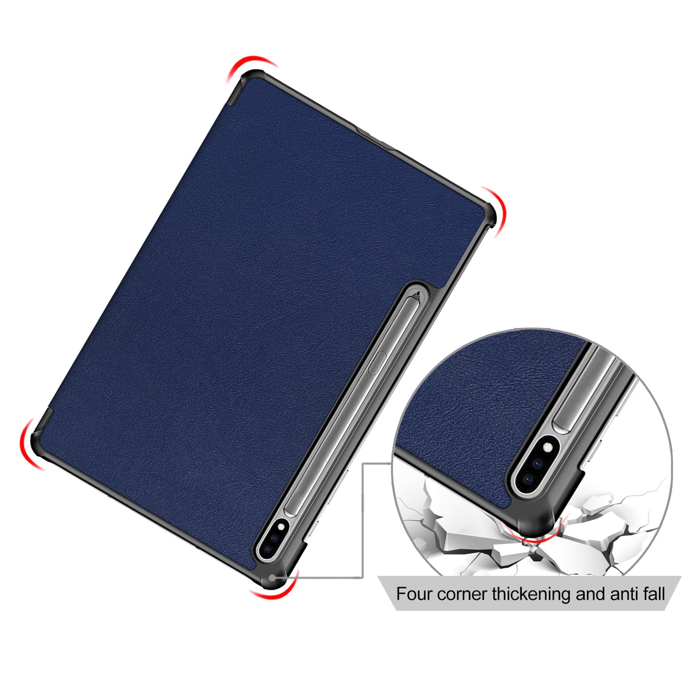 Tri-fold Stand Design Plain PU Leather Tablet Case Shell Protector for Samsung Galaxy Tab S7 FE T736/Tab S7 Plus/Tab S8+