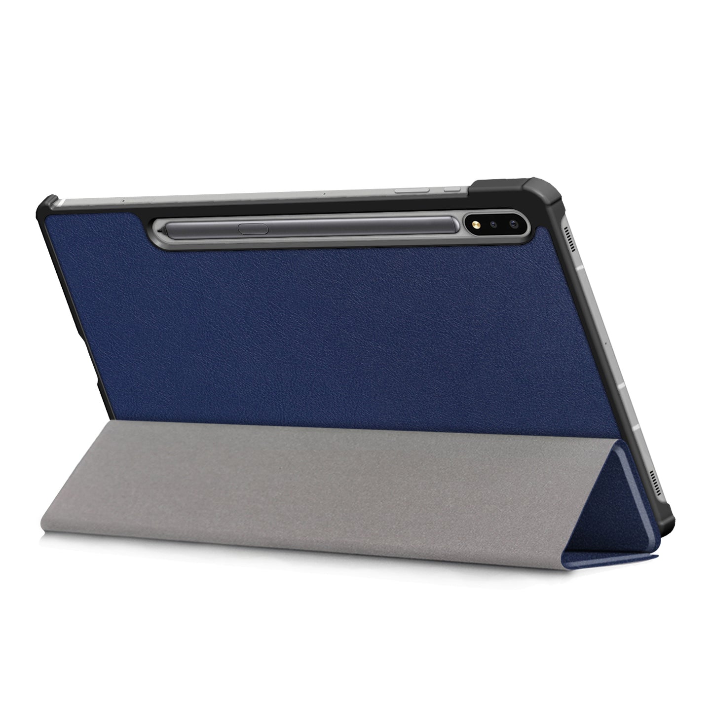 Tri-fold Stand Design Plain PU Leather Tablet Case Shell Protector for Samsung Galaxy Tab S7 FE T736/Tab S7 Plus/Tab S8+