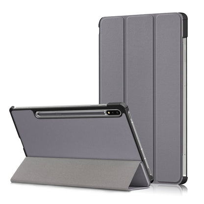 Tri-fold Stand Design Plain PU Leather Tablet Case Shell Protector for Samsung Galaxy Tab S7 FE T736/Tab S7 Plus/Tab S8+