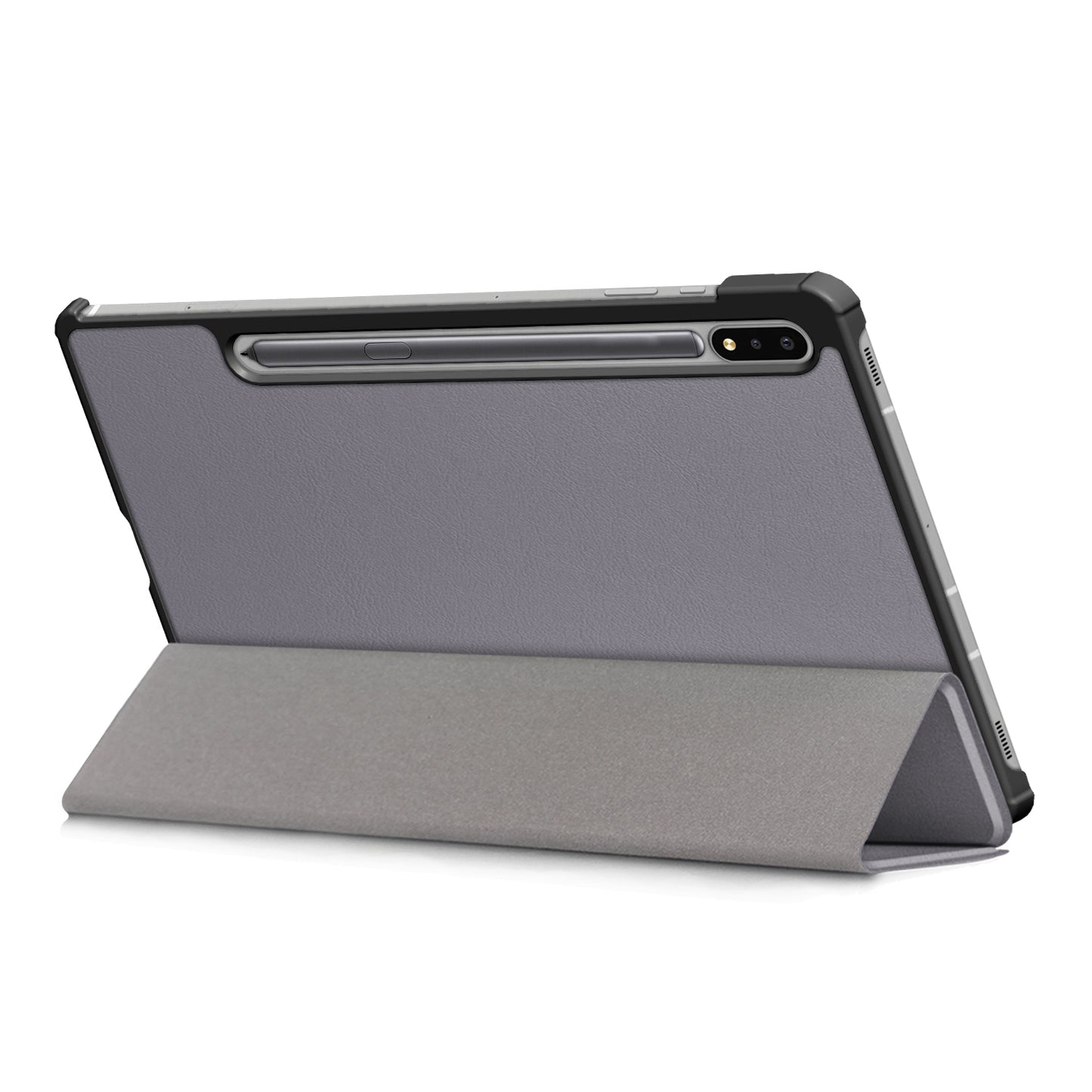 Tri-fold Stand Design Plain PU Leather Tablet Case Shell Protector for Samsung Galaxy Tab S7 FE T736/Tab S7 Plus/Tab S8+
