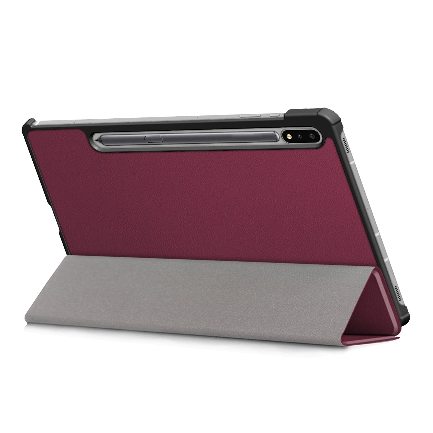 Tri-fold Stand Design Plain PU Leather Tablet Case Shell Protector for Samsung Galaxy Tab S7 FE T736/Tab S7 Plus/Tab S8+