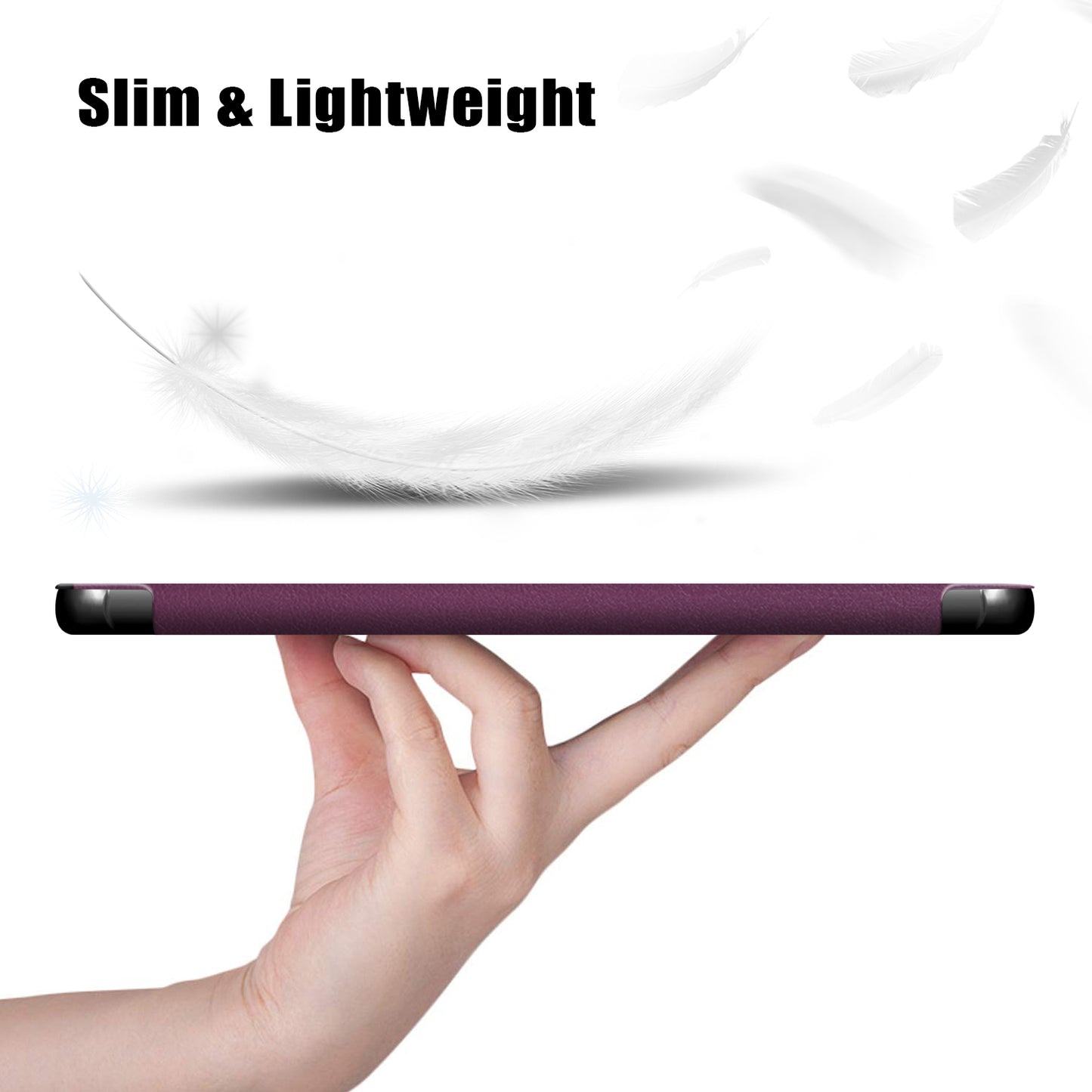 Tri-fold Stand Design Plain PU Leather Tablet Case Shell Protector for Samsung Galaxy Tab S7 FE T736/Tab S7 Plus/Tab S8+