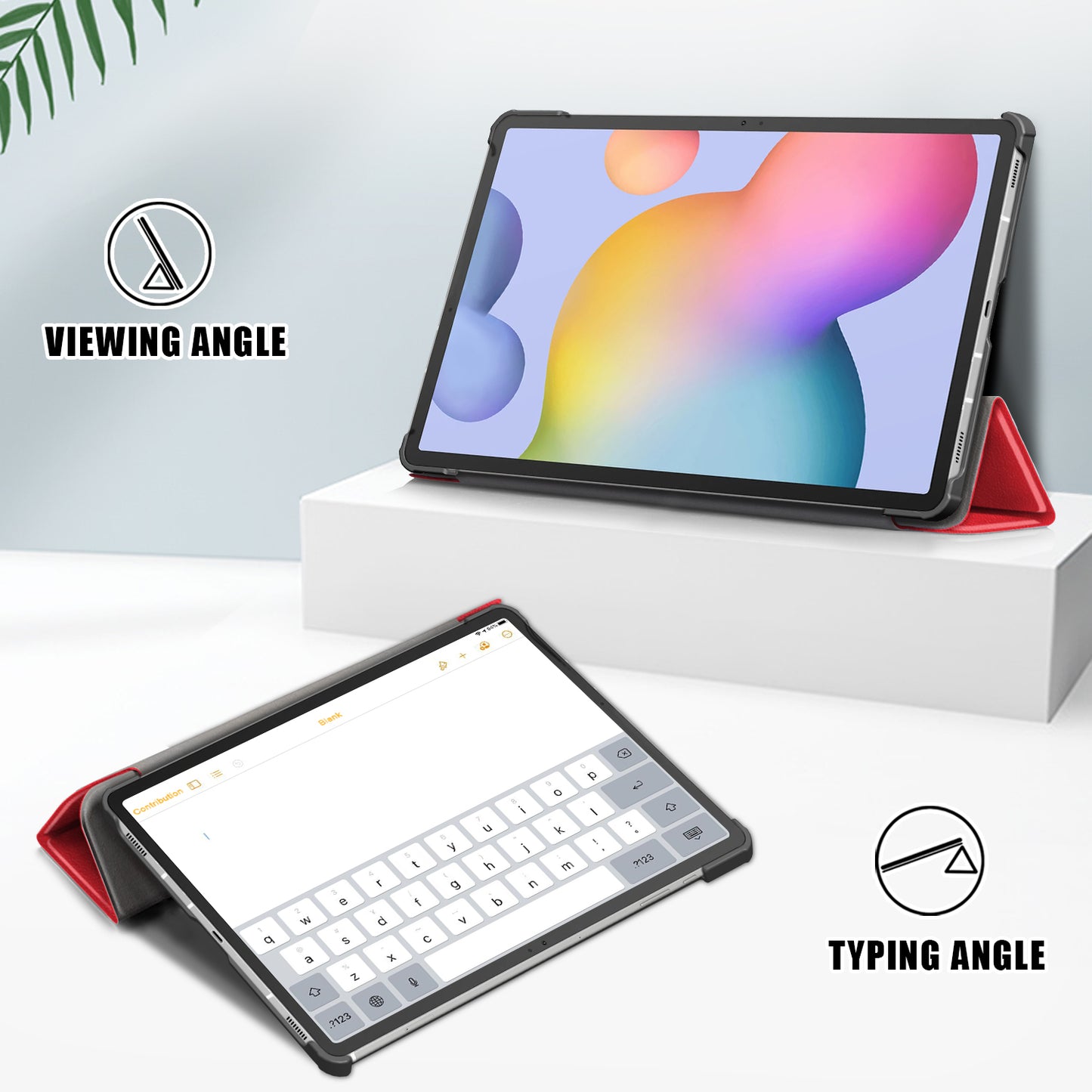 Tri-fold Stand Design Plain PU Leather Tablet Case Shell Protector for Samsung Galaxy Tab S7 FE T736/Tab S7 Plus/Tab S8+