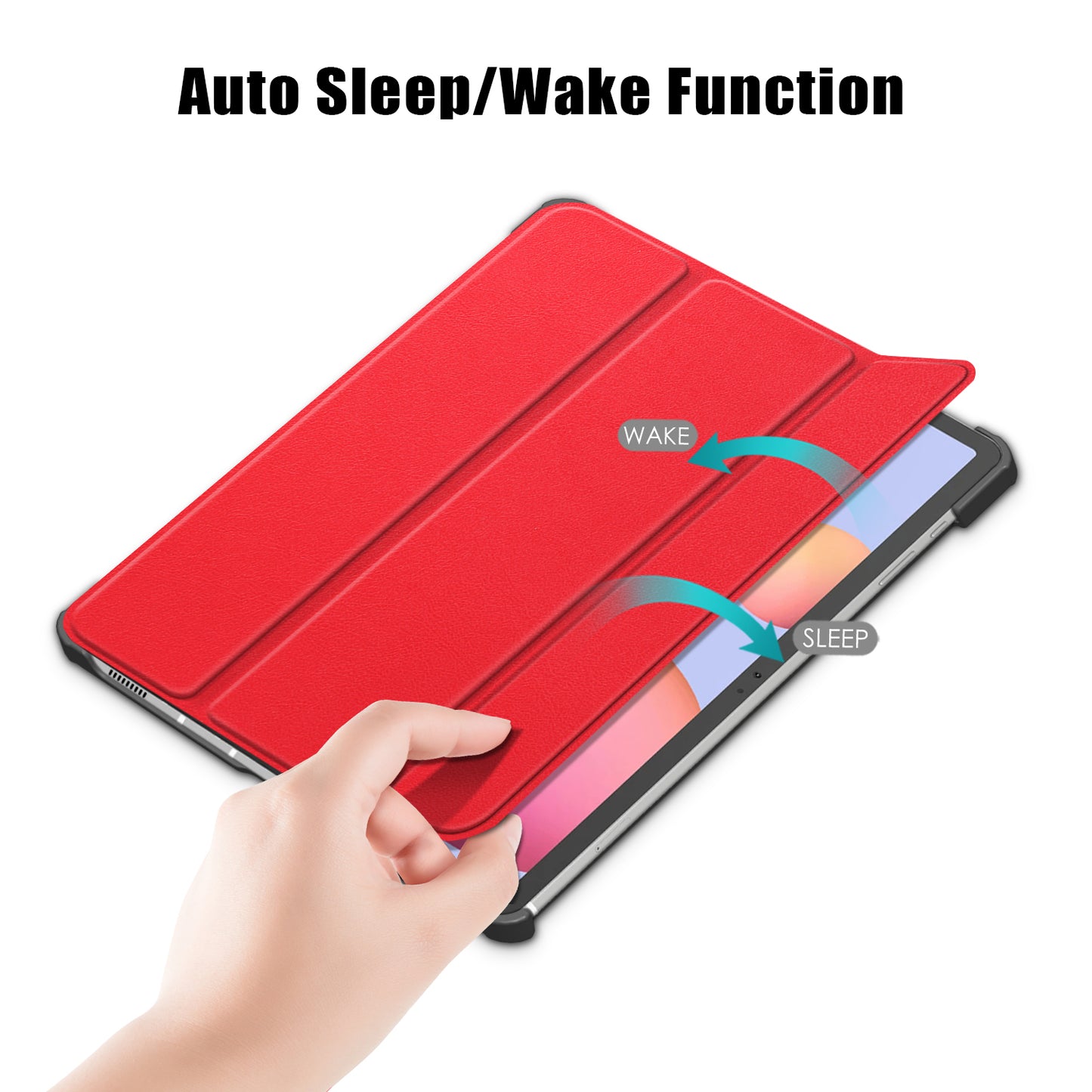 Tri-fold Stand Design Plain PU Leather Tablet Case Shell Protector for Samsung Galaxy Tab S7 FE T736/Tab S7 Plus/Tab S8+