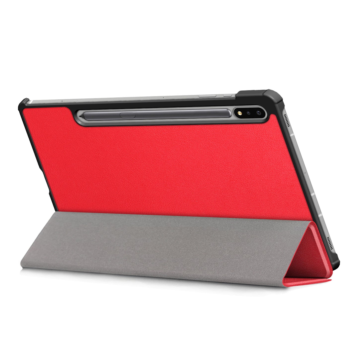 Tri-fold Stand Design Plain PU Leather Tablet Case Shell Protector for Samsung Galaxy Tab S7 FE T736/Tab S7 Plus/Tab S8+