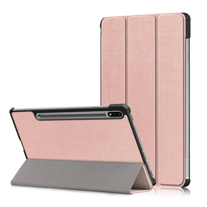 Tri-fold Stand Design Plain PU Leather Tablet Case Shell Protector for Samsung Galaxy Tab S7 FE T736/Tab S7 Plus/Tab S8+