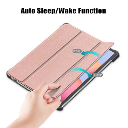 Tri-fold Stand Design Plain PU Leather Tablet Case Shell Protector for Samsung Galaxy Tab S7 FE T736/Tab S7 Plus/Tab S8+