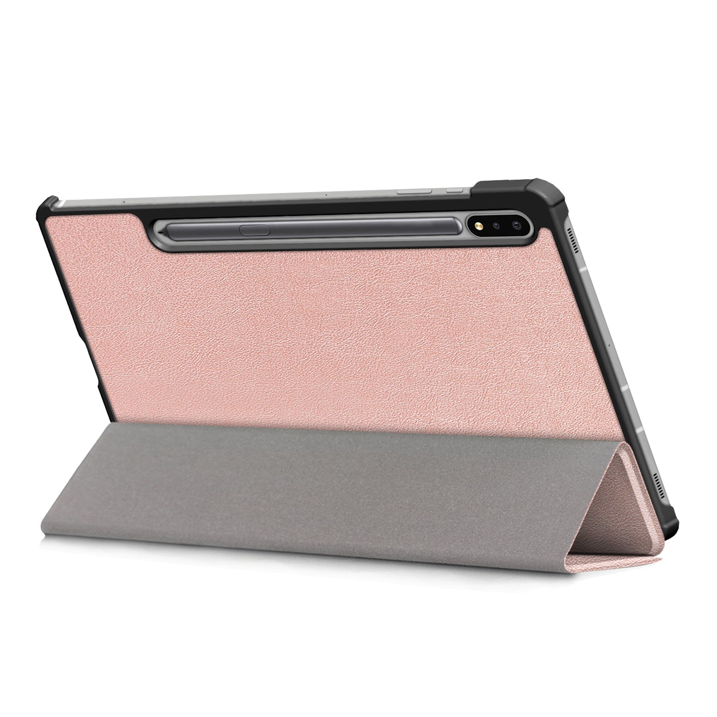 Tri-fold Stand Design Plain PU Leather Tablet Case Shell Protector for Samsung Galaxy Tab S7 FE T736/Tab S7 Plus/Tab S8+