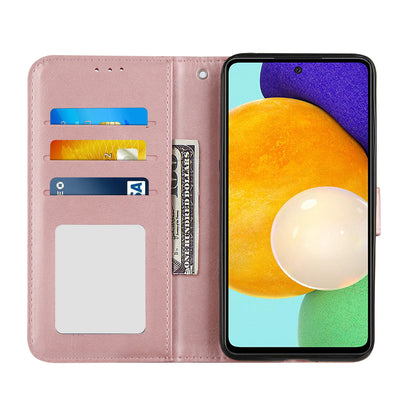Concise Splicing Leather Phone Cover Stand Case with Wallet and Strap for Samsung Galaxy A52 4G/5G / A52s 5G