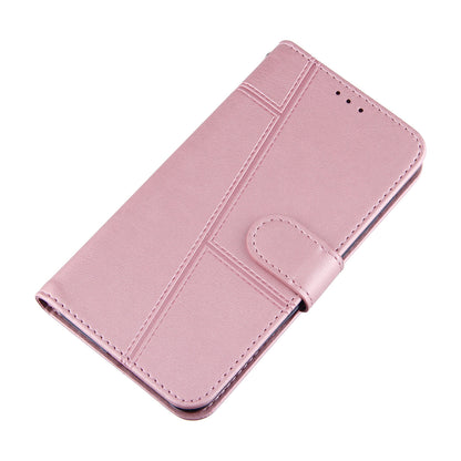 Concise Splicing Leather Phone Cover Stand Case with Wallet and Strap for Samsung Galaxy A52 4G/5G / A52s 5G