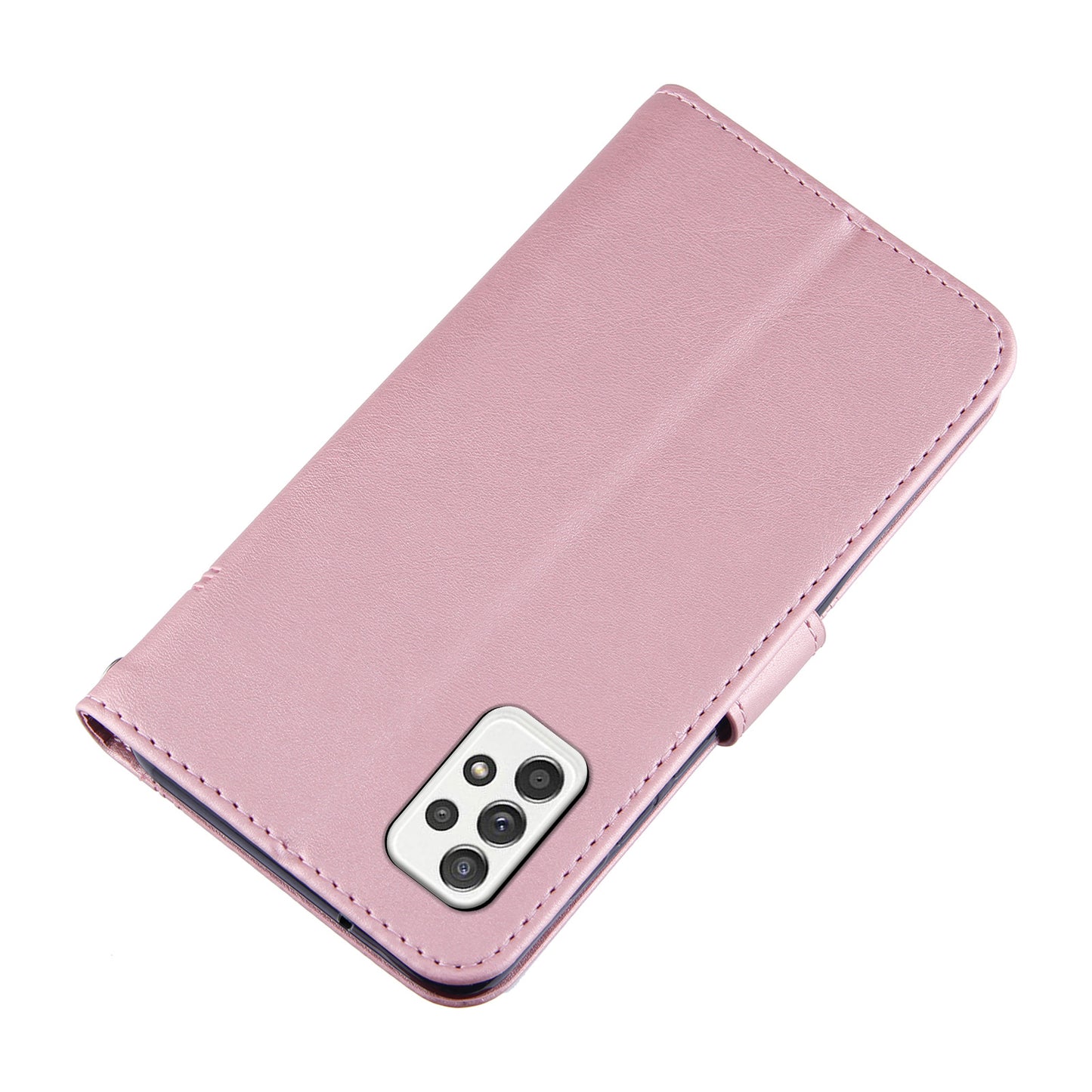 Concise Splicing Leather Phone Cover Stand Case with Wallet and Strap for Samsung Galaxy A52 4G/5G / A52s 5G