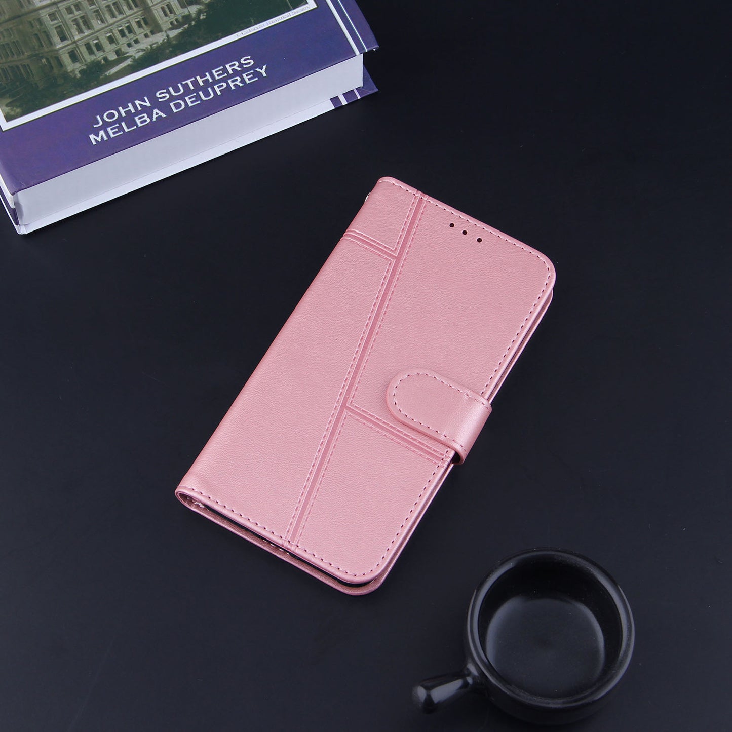 Concise Splicing Leather Phone Cover Stand Case with Wallet and Strap for Samsung Galaxy A52 4G/5G / A52s 5G