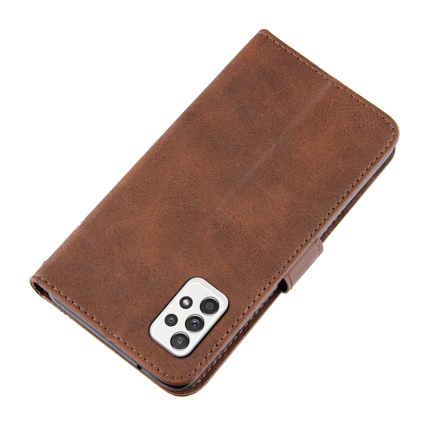 Concise Splicing Leather Phone Cover Stand Case with Wallet and Strap for Samsung Galaxy A52 4G/5G / A52s 5G