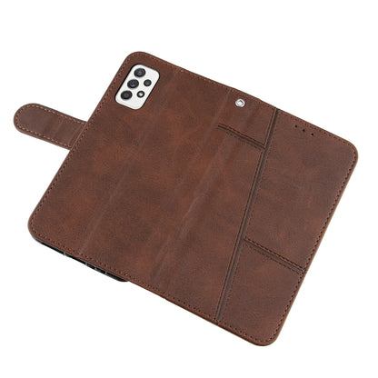 Concise Splicing Leather Phone Cover Stand Case with Wallet and Strap for Samsung Galaxy A52 4G/5G / A52s 5G