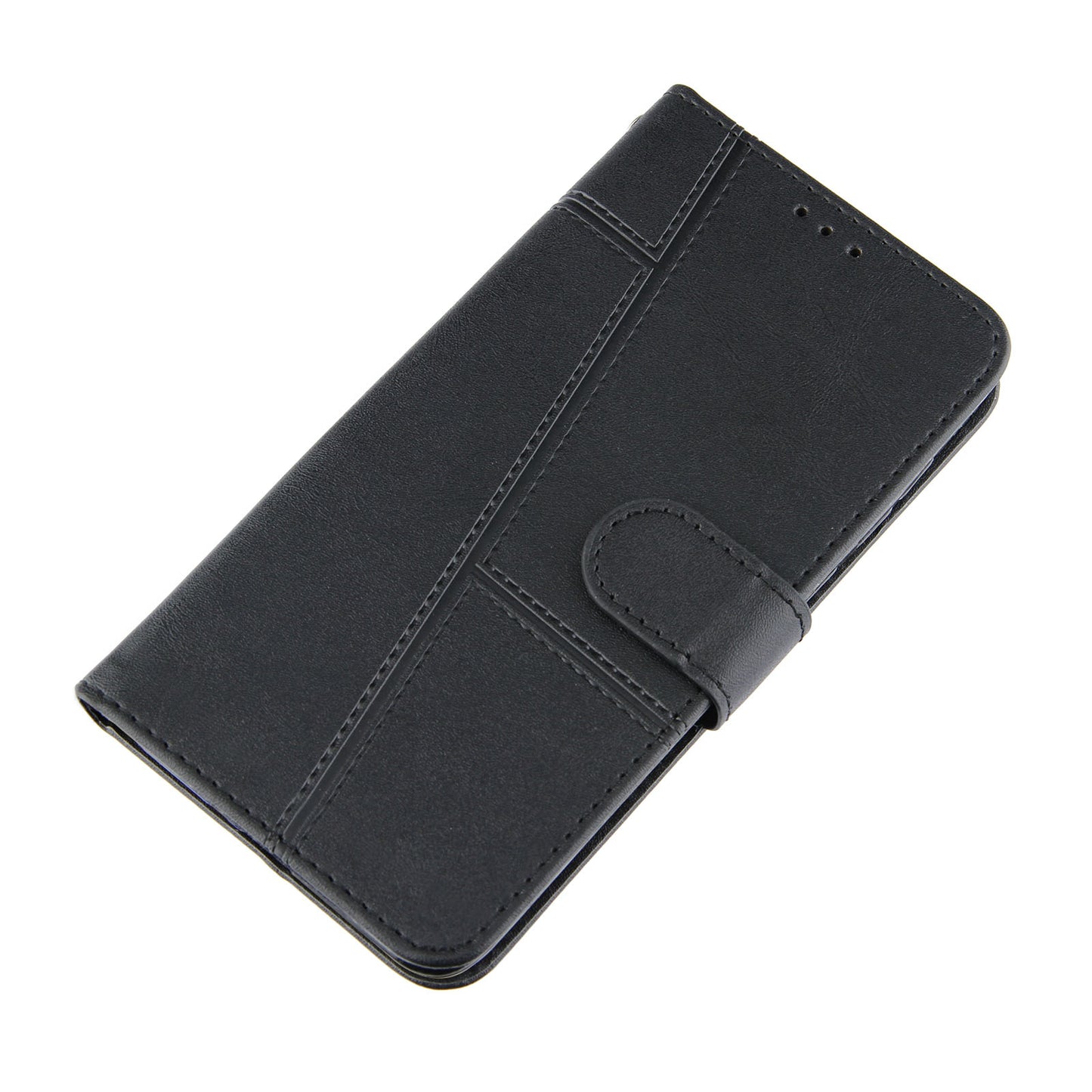 Concise Splicing Leather Phone Cover Stand Case with Wallet and Strap for Samsung Galaxy A52 4G/5G / A52s 5G