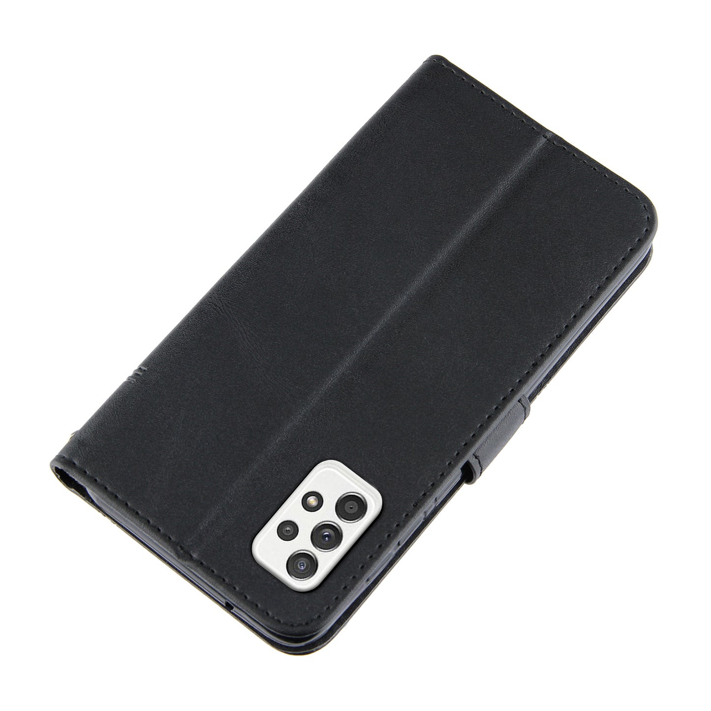 Concise Splicing Leather Phone Cover Stand Case with Wallet and Strap for Samsung Galaxy A52 4G/5G / A52s 5G