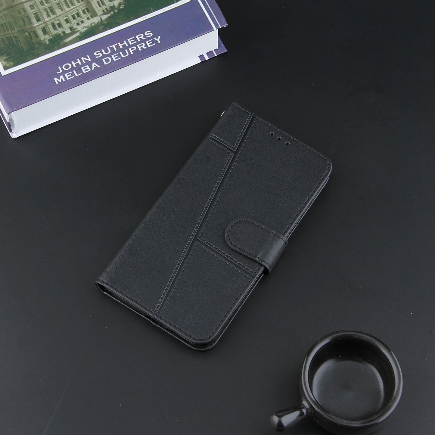 Concise Splicing Leather Phone Cover Stand Case with Wallet and Strap for Samsung Galaxy A52 4G/5G / A52s 5G