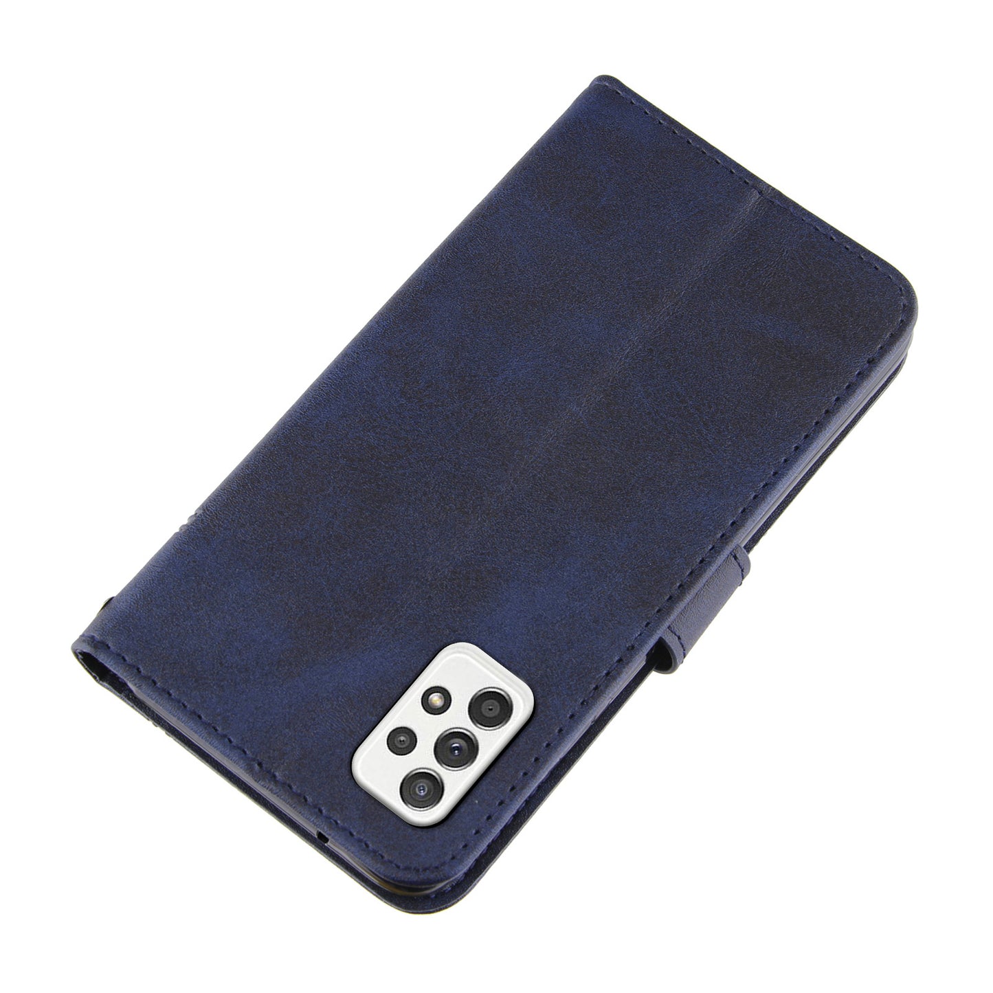 Concise Splicing Leather Phone Cover Stand Case with Wallet and Strap for Samsung Galaxy A52 4G/5G / A52s 5G