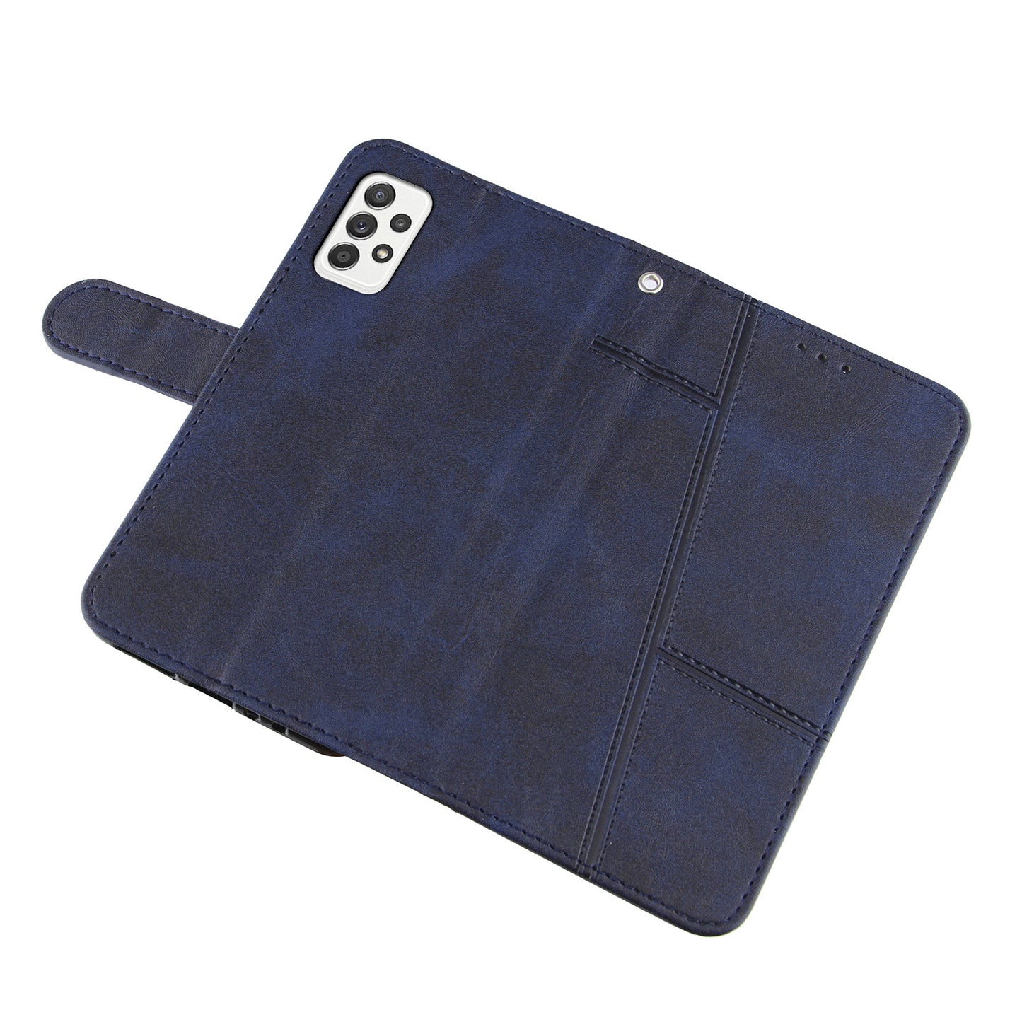 Concise Splicing Leather Phone Cover Stand Case with Wallet and Strap for Samsung Galaxy A52 4G/5G / A52s 5G