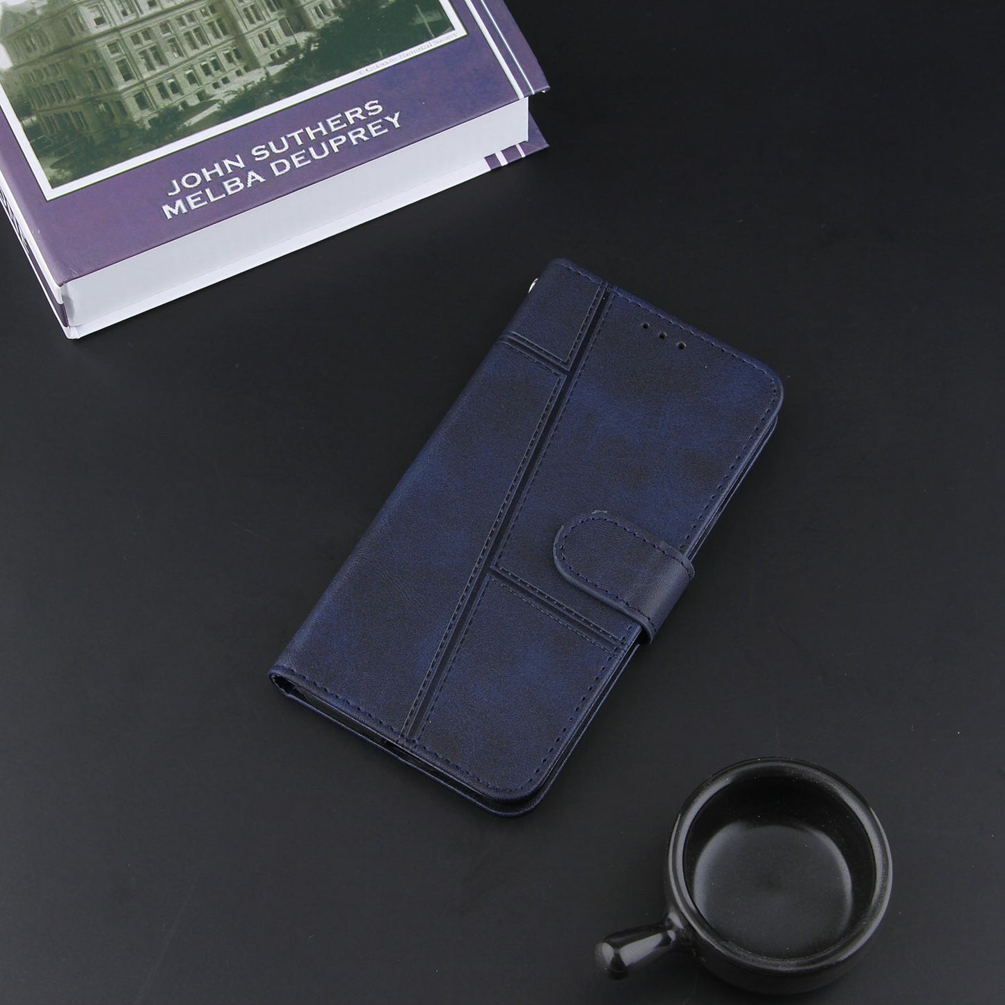 Concise Splicing Leather Phone Cover Stand Case with Wallet and Strap for Samsung Galaxy A52 4G/5G / A52s 5G