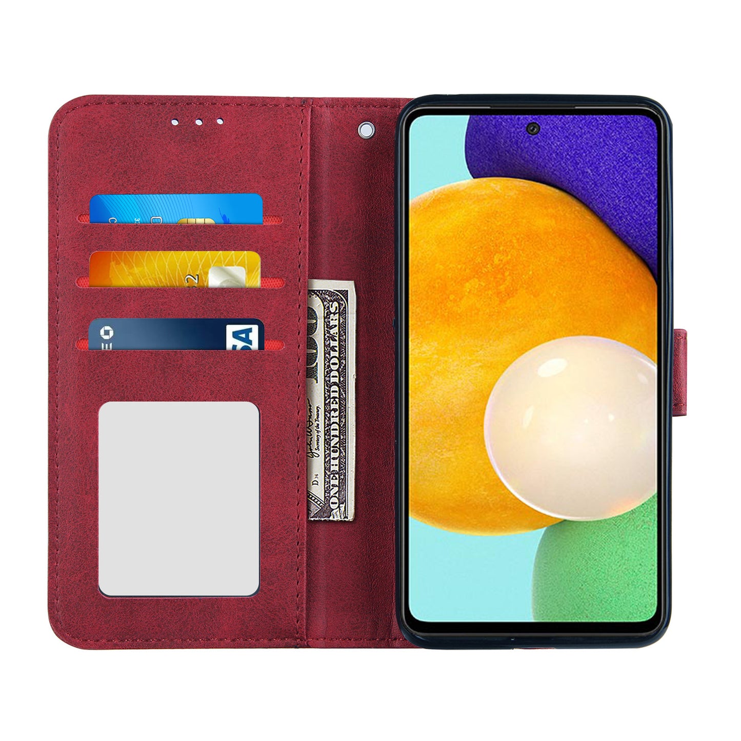 Concise Splicing Leather Phone Cover Stand Case with Wallet and Strap for Samsung Galaxy A52 4G/5G / A52s 5G
