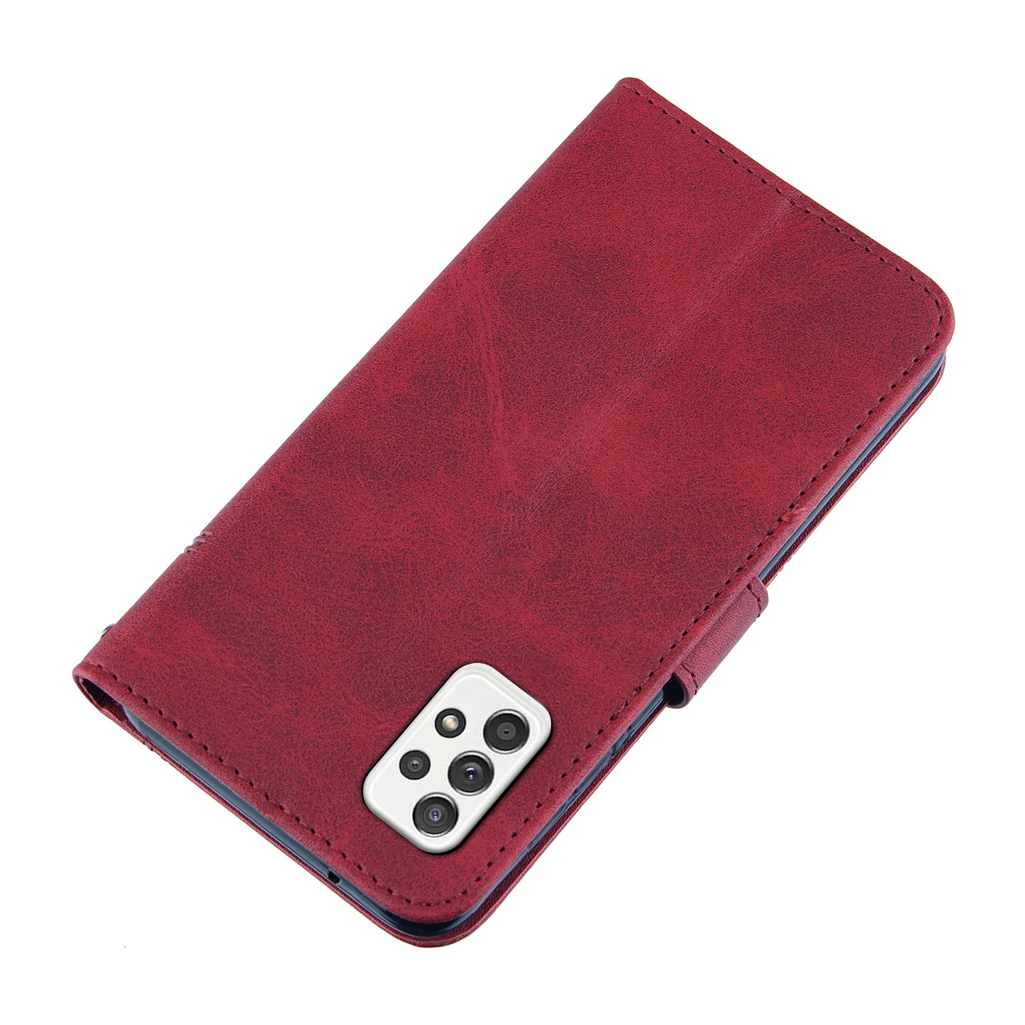 Concise Splicing Leather Phone Cover Stand Case with Wallet and Strap for Samsung Galaxy A52 4G/5G / A52s 5G