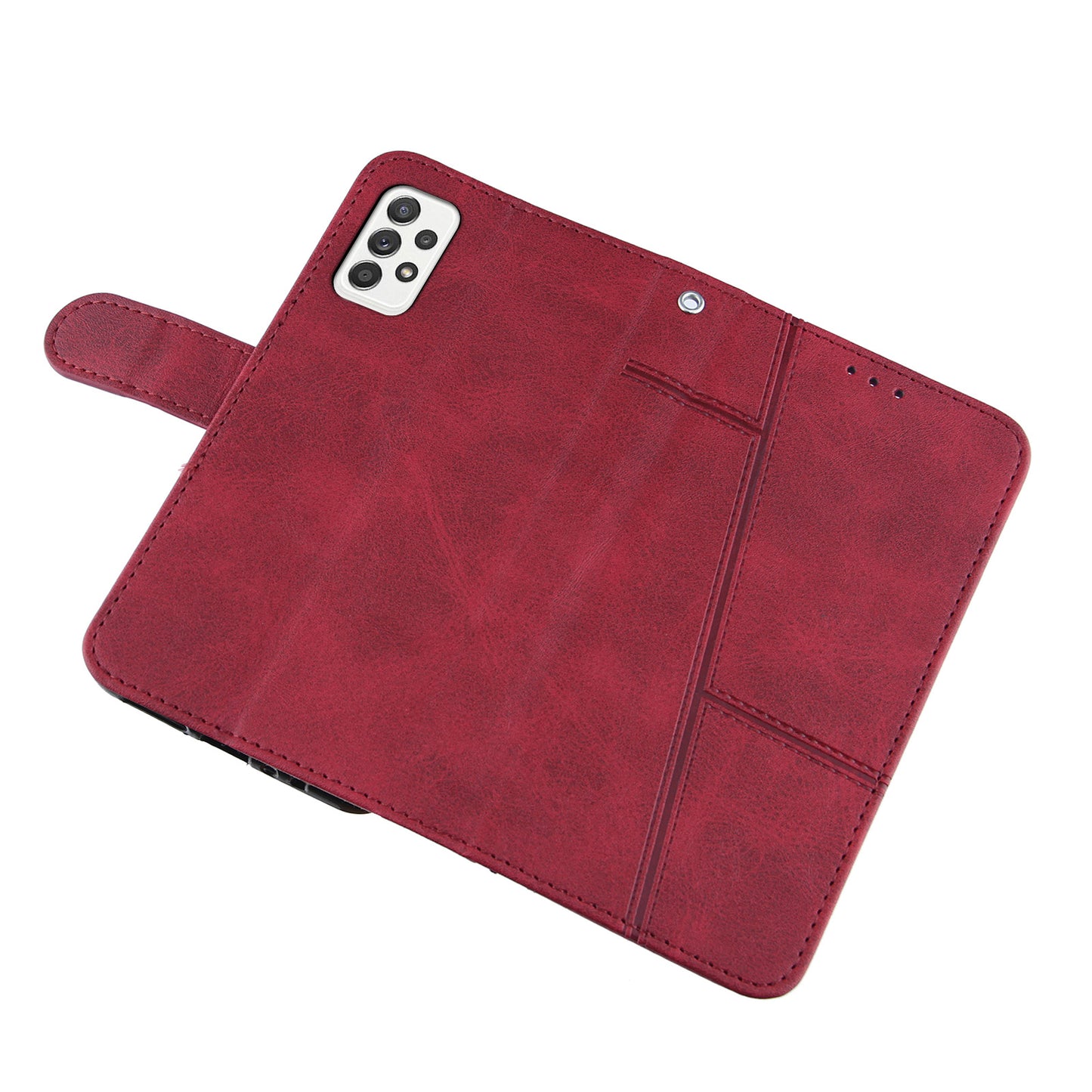 Concise Splicing Leather Phone Cover Stand Case with Wallet and Strap for Samsung Galaxy A52 4G/5G / A52s 5G