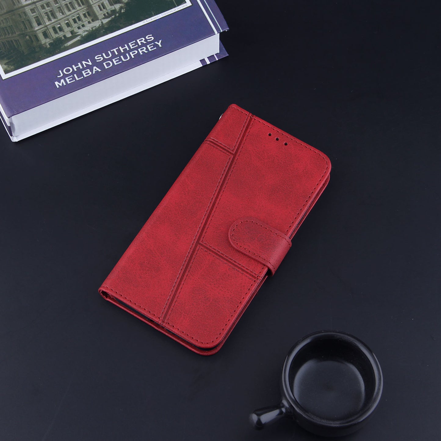 Concise Splicing Leather Phone Cover Stand Case with Wallet and Strap for Samsung Galaxy A52 4G/5G / A52s 5G