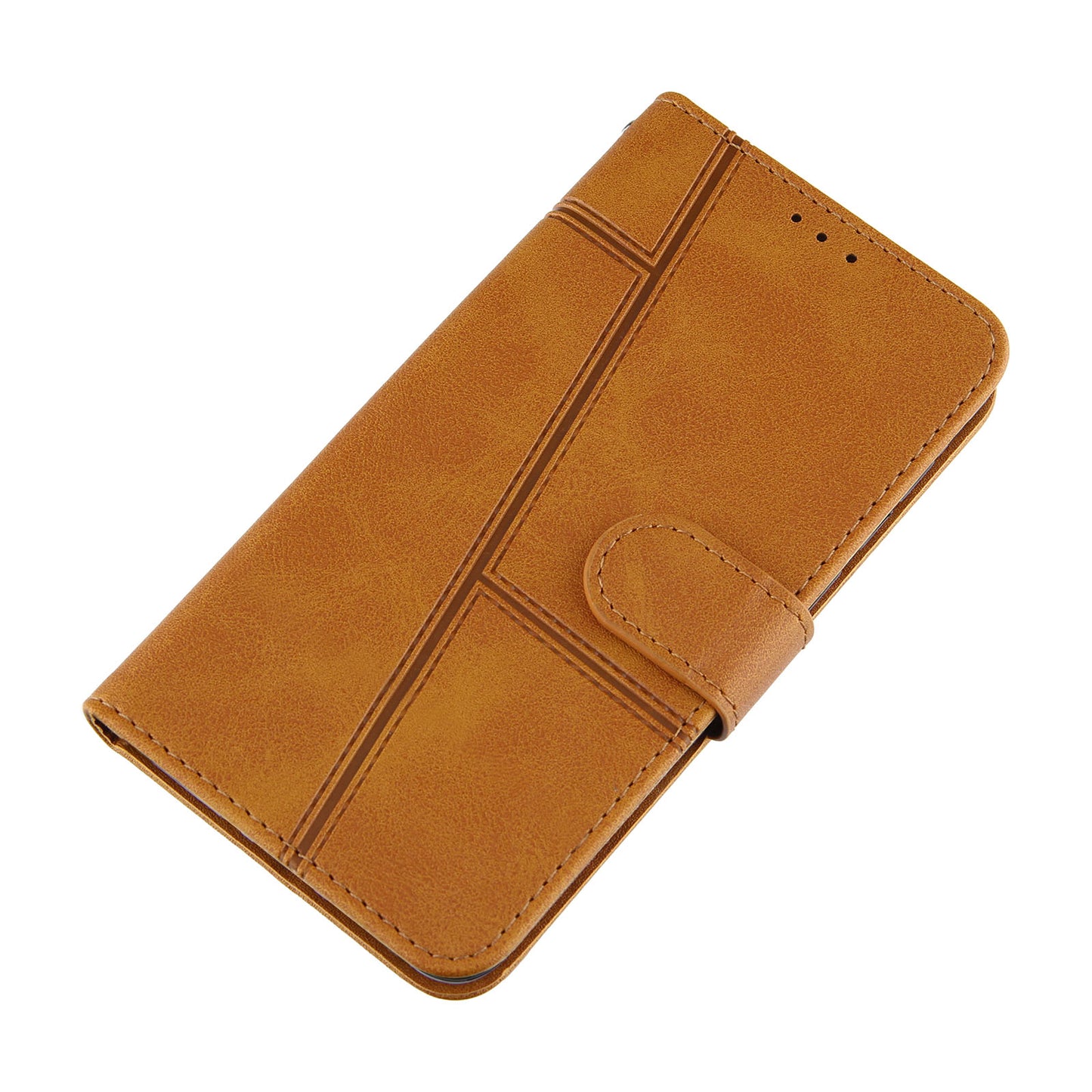Concise Splicing Leather Phone Cover Stand Case with Wallet and Strap for Samsung Galaxy A52 4G/5G / A52s 5G