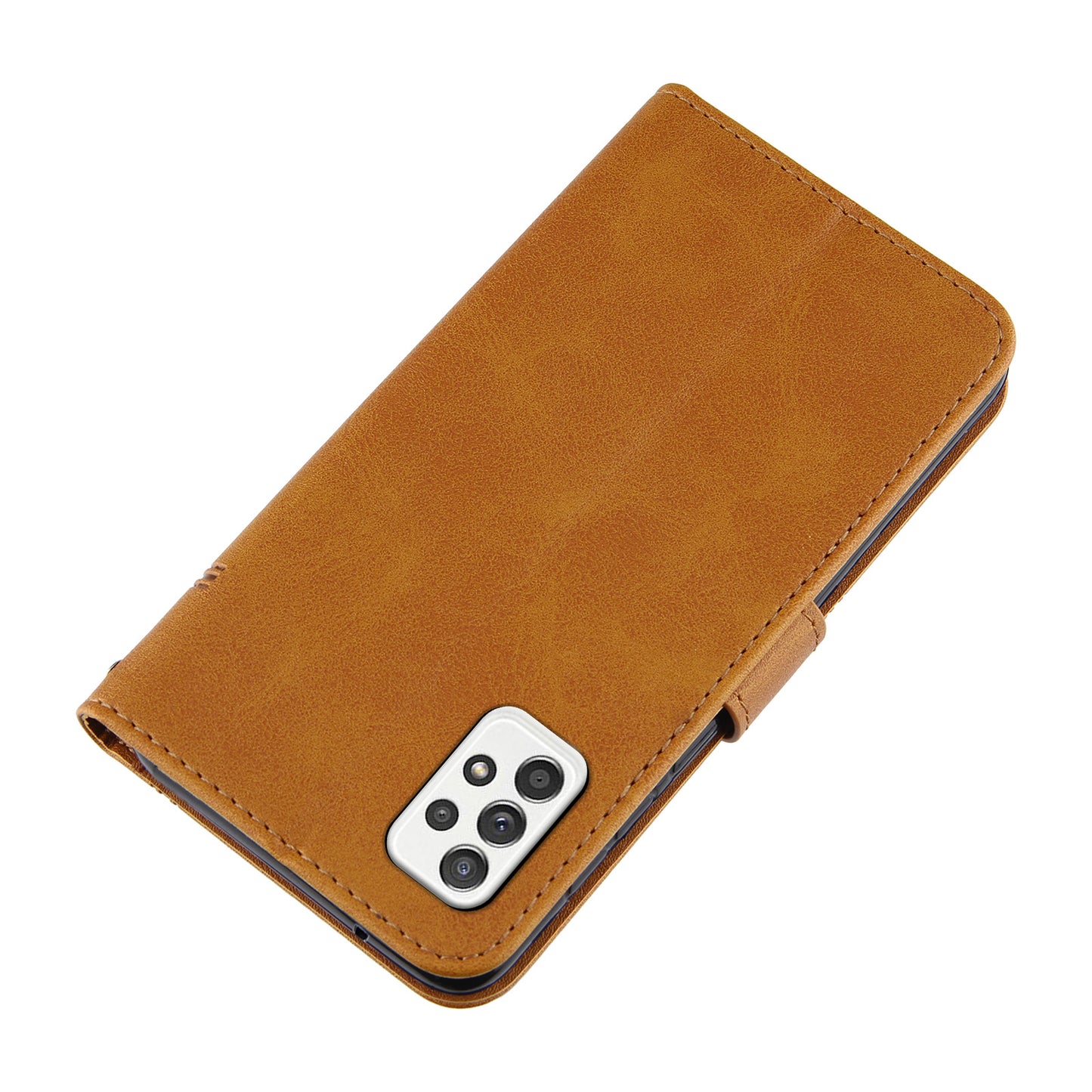 Concise Splicing Leather Phone Cover Stand Case with Wallet and Strap for Samsung Galaxy A52 4G/5G / A52s 5G