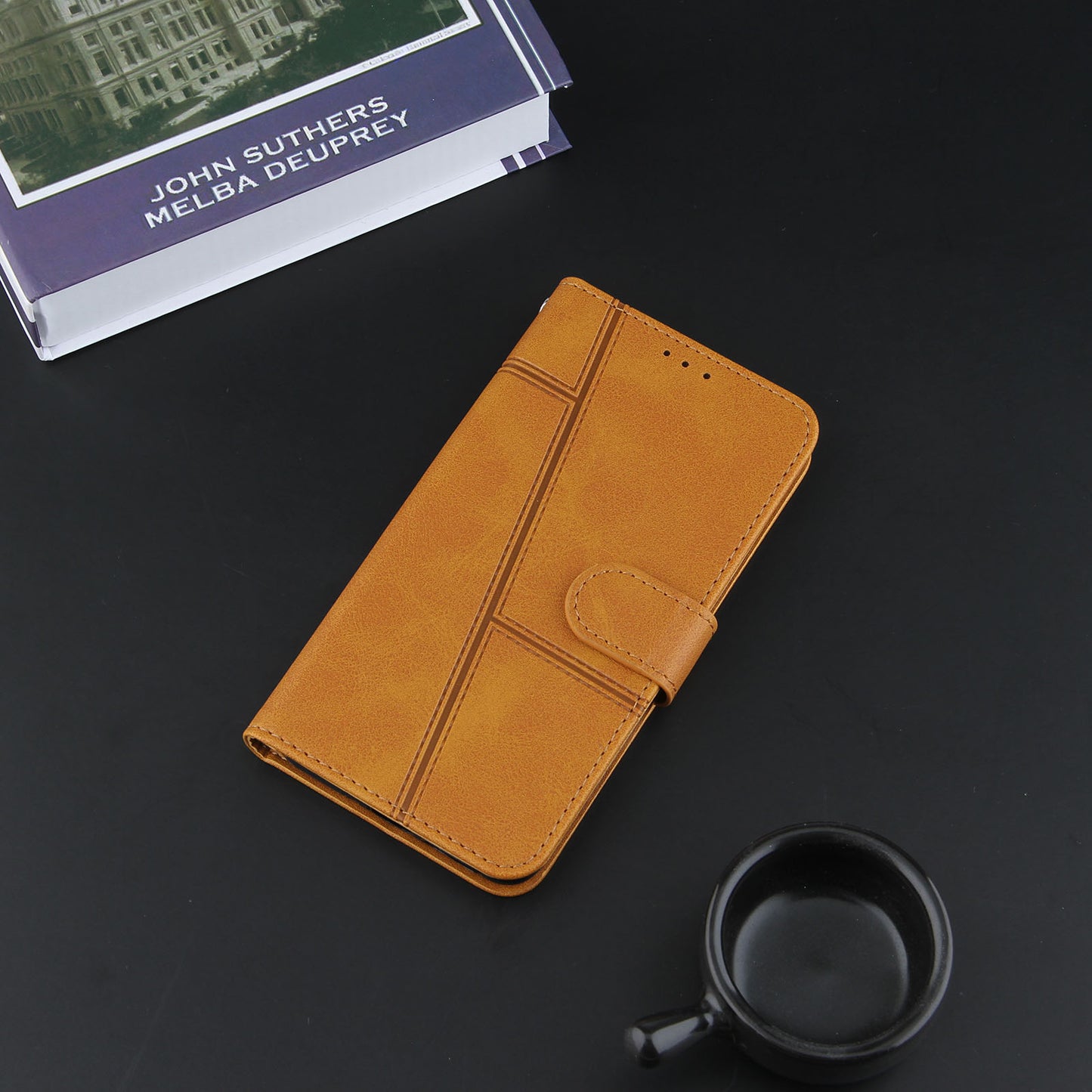 Concise Splicing Leather Phone Cover Stand Case with Wallet and Strap for Samsung Galaxy A52 4G/5G / A52s 5G
