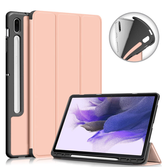 Tri-fold Stand Design TPU + PU Leather Cover with Pen Slot for Samsung Galaxy Tab S7 FE T736/Tab S7 Plus/Tab S8+