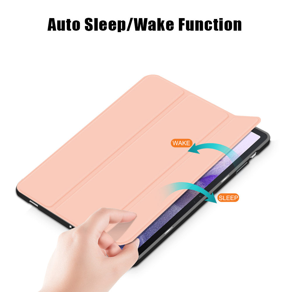 Tri-fold Stand Design TPU + PU Leather Cover with Pen Slot for Samsung Galaxy Tab S7 FE T736/Tab S7 Plus/Tab S8+