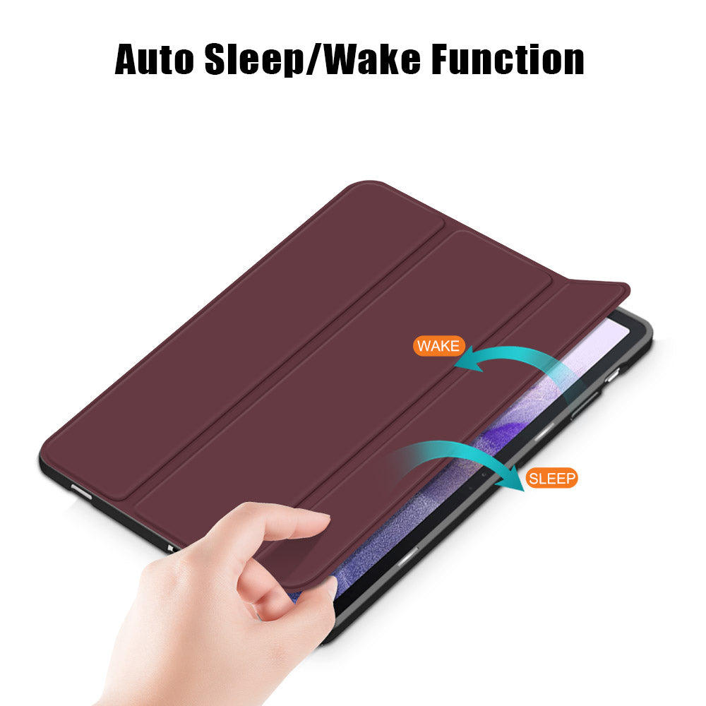 Tri-fold Stand Design TPU + PU Leather Cover with Pen Slot for Samsung Galaxy Tab S7 FE T736/Tab S7 Plus/Tab S8+