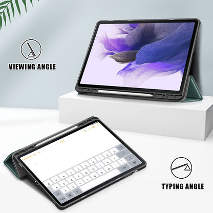 Tri-fold Stand Design TPU + PU Leather Cover with Pen Slot for Samsung Galaxy Tab S7 FE T736/Tab S7 Plus/Tab S8+