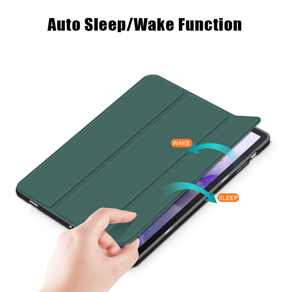 Tri-fold Stand Design TPU + PU Leather Cover with Pen Slot for Samsung Galaxy Tab S7 FE T736/Tab S7 Plus/Tab S8+