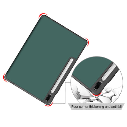 Tri-fold Stand Design TPU + PU Leather Cover with Pen Slot for Samsung Galaxy Tab S7 FE T736/Tab S7 Plus/Tab S8+