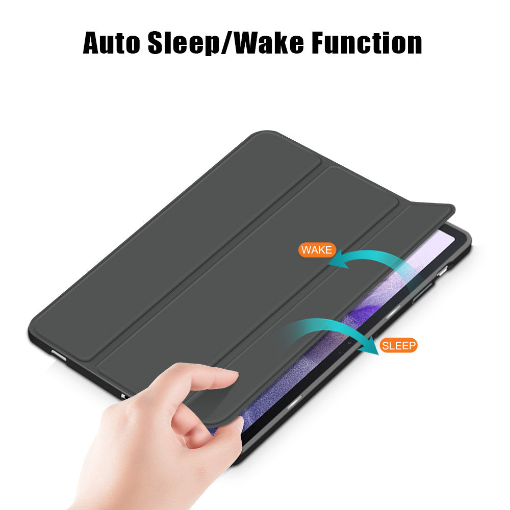 Tri-fold Stand Design TPU + PU Leather Cover with Pen Slot for Samsung Galaxy Tab S7 FE T736/Tab S7 Plus/Tab S8+