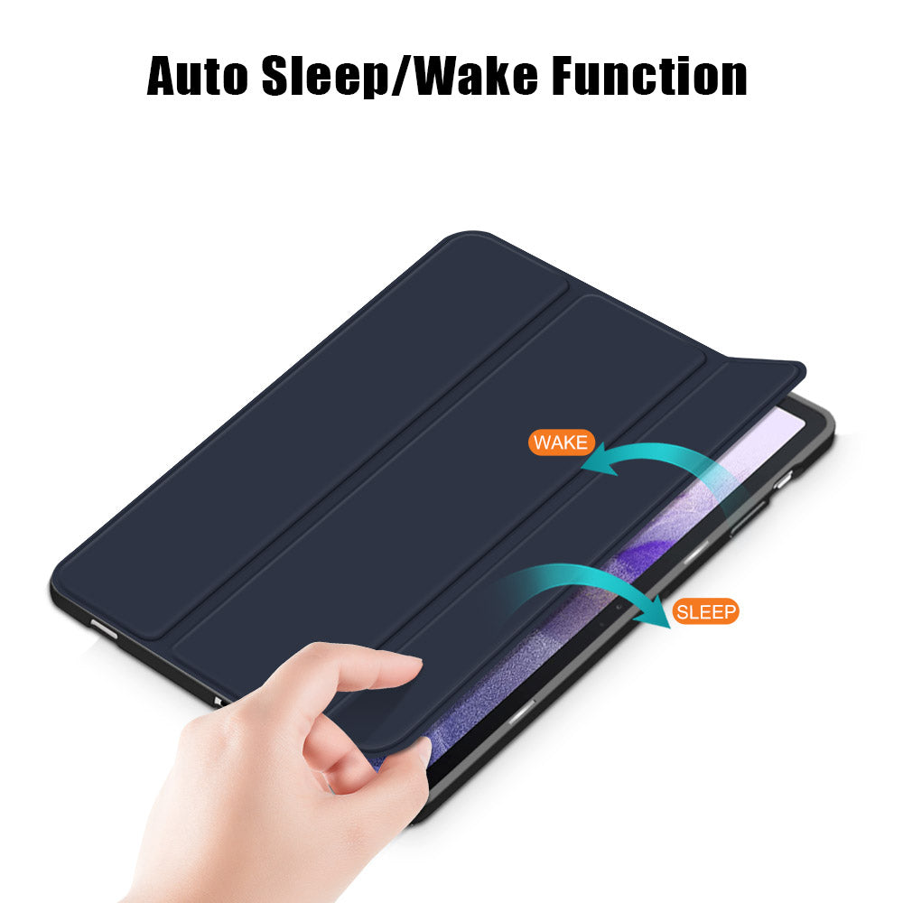 Tri-fold Stand Design TPU + PU Leather Cover with Pen Slot for Samsung Galaxy Tab S7 FE T736/Tab S7 Plus/Tab S8+