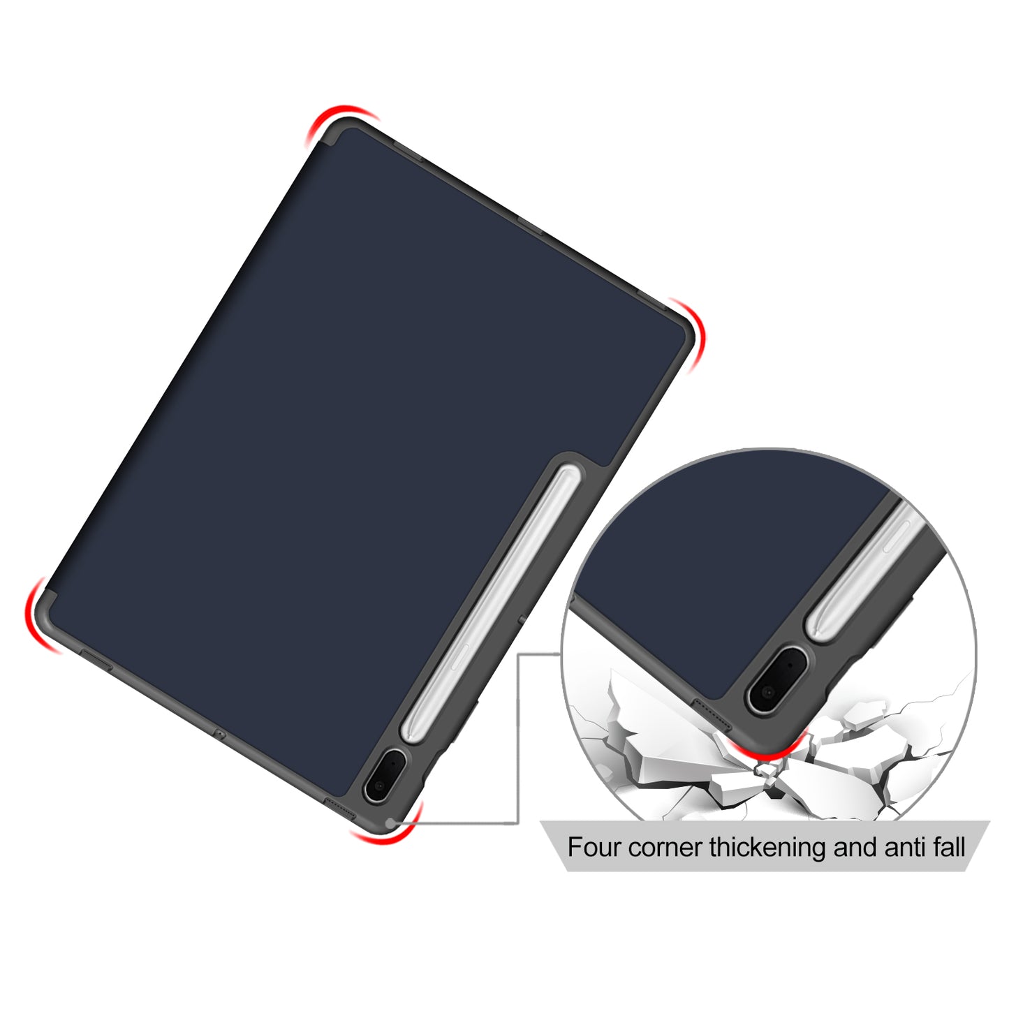 Tri-fold Stand Design TPU + PU Leather Cover with Pen Slot for Samsung Galaxy Tab S7 FE T736/Tab S7 Plus/Tab S8+