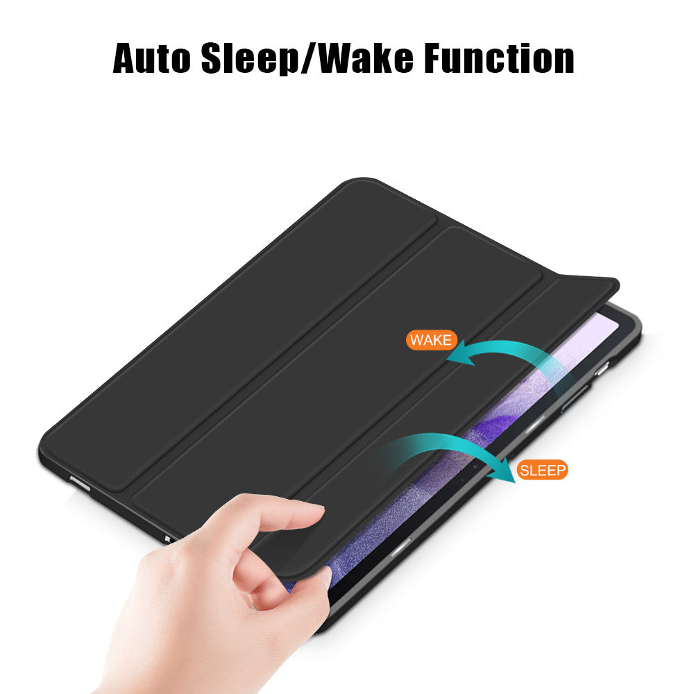 Tri-fold Stand Design TPU + PU Leather Cover with Pen Slot for Samsung Galaxy Tab S7 FE T736/Tab S7 Plus/Tab S8+