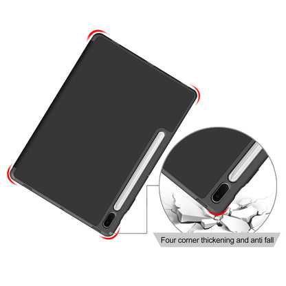 Tri-fold Stand Design TPU + PU Leather Cover with Pen Slot for Samsung Galaxy Tab S7 FE T736/Tab S7 Plus/Tab S8+