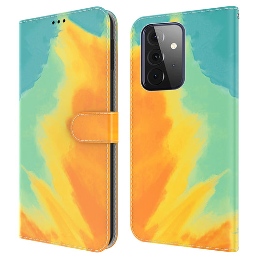 Wallet Stand Design Watercolor Pattern Leather Phone Cover Case for Samsung Galaxy A52 4G/5G / A52s 5G