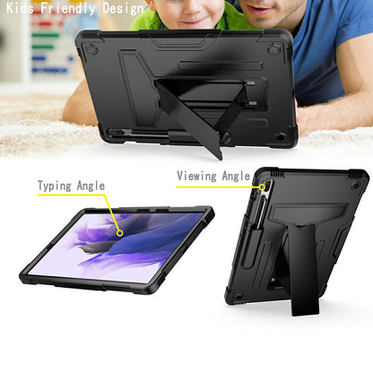Foldable T-shaped Kickstand PC Silicone Shock-Proof Cover Protector for Samsung Galaxy Tab S7 FE