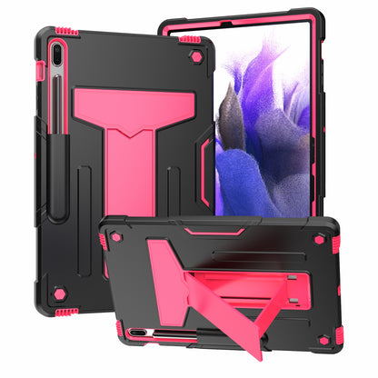 Foldable T-shaped Kickstand PC Silicone Shock-Proof Cover Protector for Samsung Galaxy Tab S7 FE