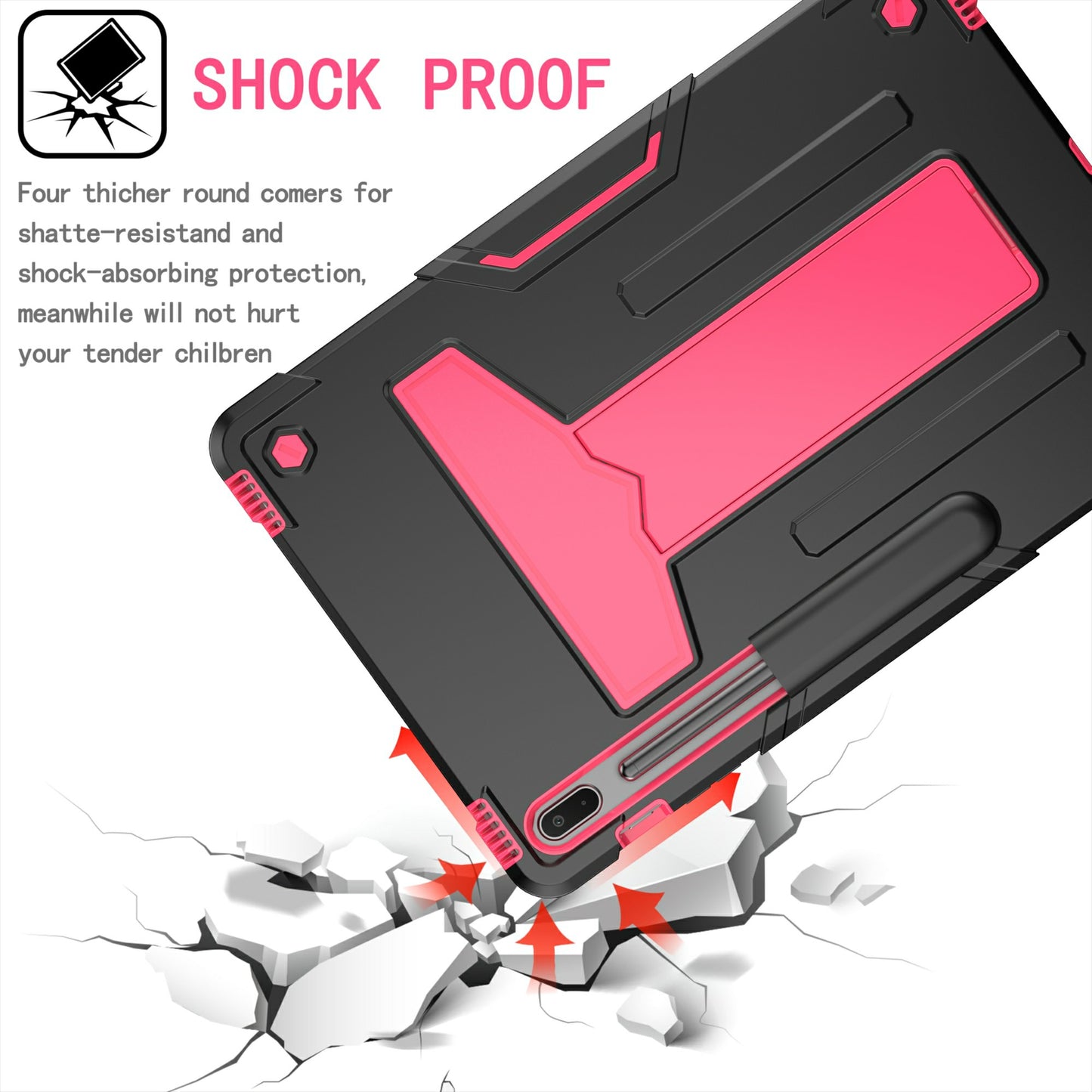 Foldable T-shaped Kickstand PC Silicone Shock-Proof Cover Protector for Samsung Galaxy Tab S7 FE