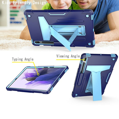Foldable T-shaped Kickstand PC Silicone Shock-Proof Cover Protector for Samsung Galaxy Tab S7 FE