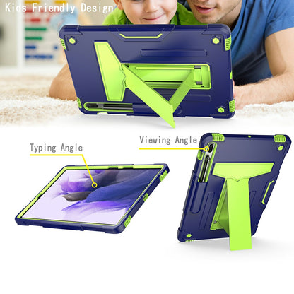 Foldable T-shaped Kickstand PC Silicone Shock-Proof Cover Protector for Samsung Galaxy Tab S7 FE